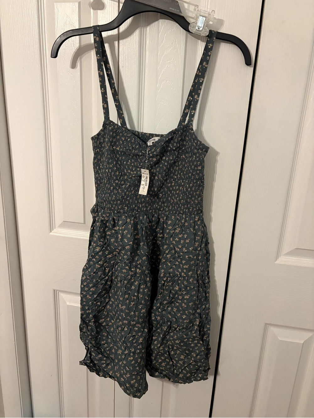 Smocked Floral Sundress in Dark Teal